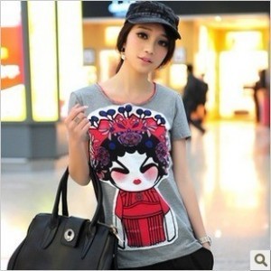 脸谱娃娃个性棉T恤...