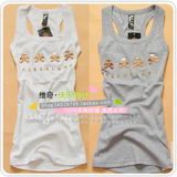 2012夏季新款优质韩版 女式纯棉修身工字背心个性骷髅头打底背心