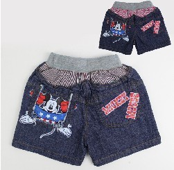 胖妈童装店 男童\/男宝短裤 全棉米奇薄牛仔短裤
