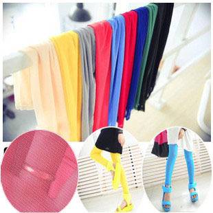 The new Korean version of the Slim pants yarn hollow elastic striped candy color leggings mesh pantyhose 002