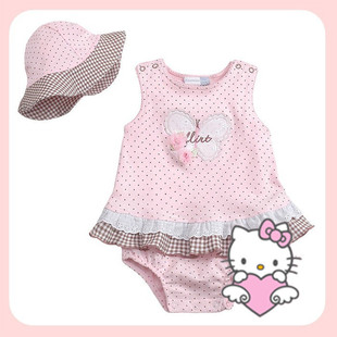 Summer of 2012 Summer new style pink ass dress + Hat baby clothes baby triangle climbing clothing
