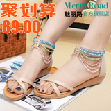 魅丽路2012新款波西米亚凉鞋 女 坡跟平底凉鞋 罗马女鞋夏季新品