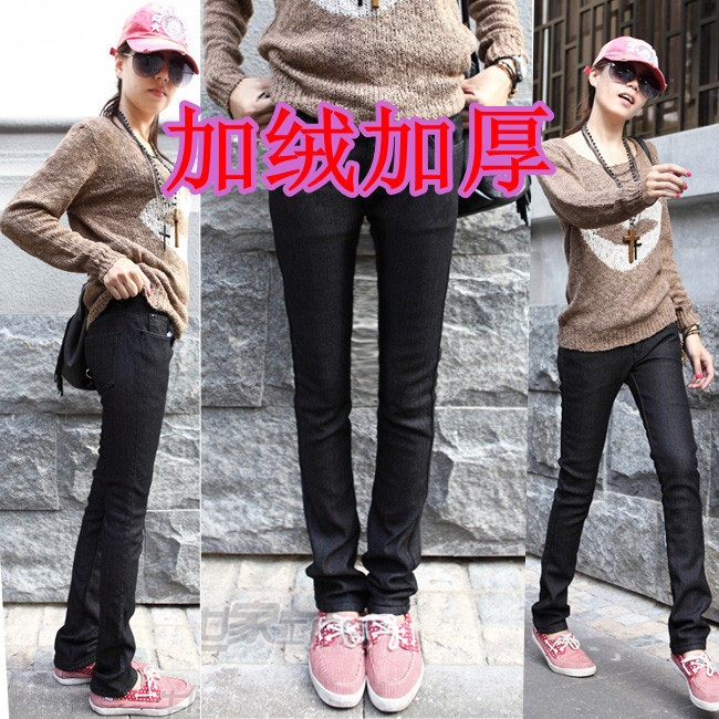 大码<span class=H>女</span><span class=H>装</span>胖mm冬<span class=H>装</span>新款韩版加厚加绒牛仔<span class=H>裤</span><span class=H>女</span>小脚<span class=H>裤</span>修身铅笔<span class=H>裤</span>