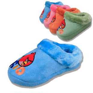  冬天棉拖鞋 梵风儿童居家 愤怒小鸟男童女孩加厚保暖包跟防滑拖鞋
