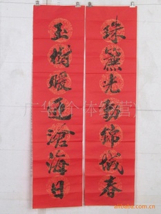  手写 字对联 春联定做 龙年春节对联 红色描金宣纸 未装裱