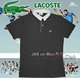 Lacoste鳄鱼衬衫领条纹短袖POLO修身莱卡T恤
