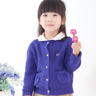  ESBEELI 春装新款 韩版新款女童百搭针织毛衣开衫 儿童全棉毛衣