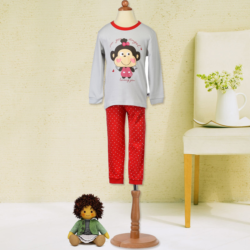 <em>儿童长袖</em>春款纯棉<em>内衣内裤</em> 可爱女童睡衣家居