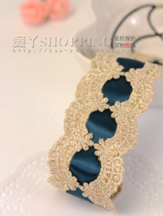  实物拍摄韩国欧美复古风宽发带精致金丝边缎带蕾丝发带发箍发饰品