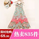 701-3873包邮 2011新款女装 雪纺连衣裙 波西米亚长裙 吊带裙