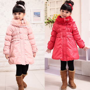  全国包邮反季春秋冬装女童棉衣外套 毛毛领蕾丝花边儿童棉袄