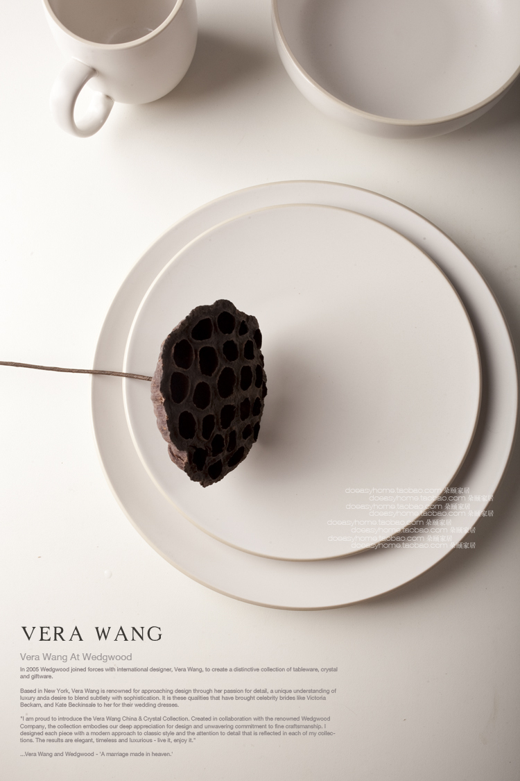 王薇薇系列 外贸陶瓷餐具杯子 牛排盘 汤碗套装威基伍德 白色
