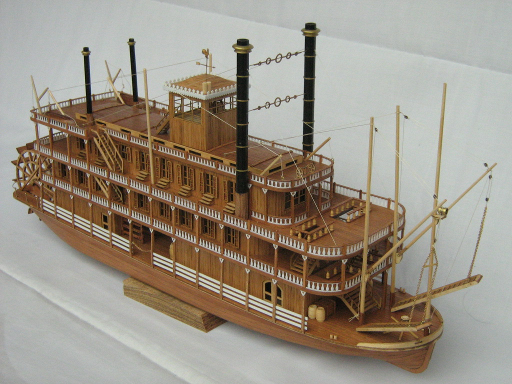 mississippi 1870 密西西比号 蒸汽明轮船 仿真木质船模套件
