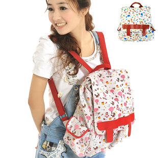  双肩包 女 韩版 可爱 ipad背包旅行小背包学生书包帆布 童话系列