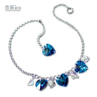  合采首饰 脚链 女 韩版 时尚 复古 水晶铃铛 爱心脚环 小清新可爱