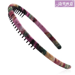  包邮 诗情画意韩国头饰 布艺带齿发箍 压发细头箍 韩版发饰发卡