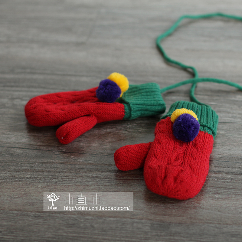 圣诞手工针织毛线加厚手套...