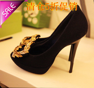  欧美女鞋RV麦穗鞋rv方扣水钻鞋绸缎面鞋 防水台 高跟鞋 单鞋 婚鞋