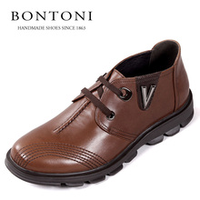BONTONI真皮头层小牛皮流行男士商务休闲男鞋皮鞋40004