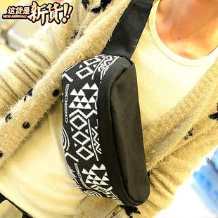  韩版新款潮男个性针织图案时尚男式腰包休闲胸包街拍单肩包小挎包