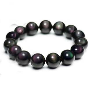  开光正品天然 墨西哥彩虹眼黑曜石手链 男女款 辟邪转运