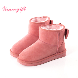 gracegift牛二层皮雪地靴