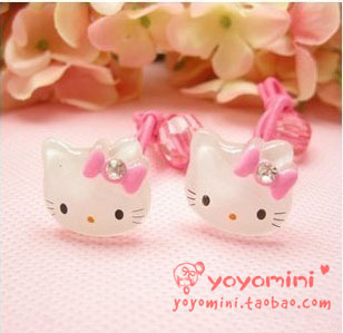  满38元包邮 韩国儿童发饰品出口台湾超萌hello kitty 头绳发绳