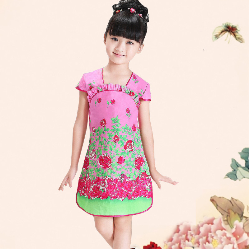 儿童旗袍<em>女童夏</em> 女孩中式碎花旗袍裙<em>连衣裙</em> 女