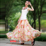 特价 夏款新品 双色 奢华双层雪纺 雪纺 半身裙女装裙子QC277#