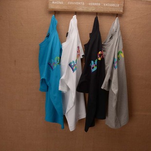 菲律宾潮牌 彩色LOGO印花 男士纯棉短袖T恤 