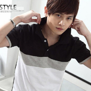  夏装新款男装潮男个性V领短袖男款t恤夏款韩版紧身男士打底衫