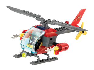 开智消防直升飞机 乐高式拼插积木模型玩具 男
