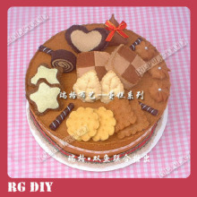 K115 手工DIY/不织布材料包--圆形蛋糕 咖啡饼干
