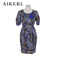 AIKERL艾可儿专柜正品欧美时尚气质秋款抽象印花中袖连衣裙 包邮