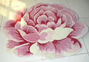 现代美式简约手工混纺地毯客厅，卧室床边地毯异形玫瑰花地毯可定制
