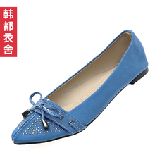 韩都衣舍⑤现货韩国12春款新品纯色烫钻平底女<span class=H>单鞋</span>SH1560晞0924嚘