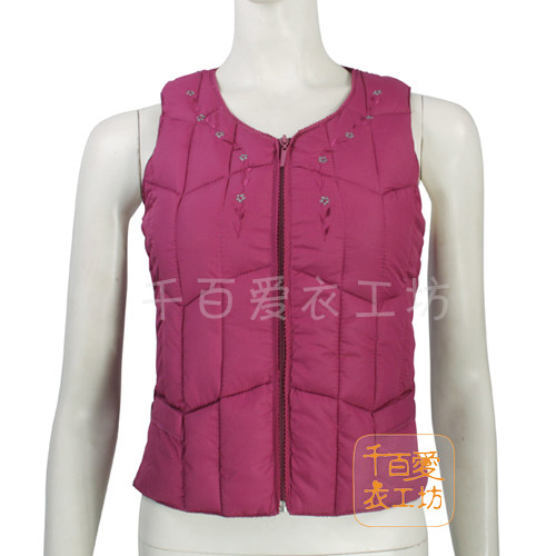 【MZ11】带帽<em>长款</em>夹棉小花全棉内衬<em>棉背心</em>(只