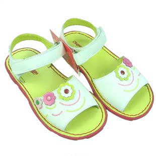  反季促销夏季儿童外贸原单真皮防滑透气女童皮鞋凉鞋白色绣花5330