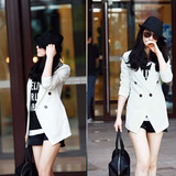 2012春装新款中长款白色修身小西装休闲西服韩版大码女装外套