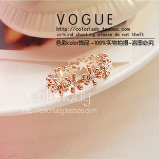  58包邮 外贸欧美可爱俏皮小饰品首饰 18K镀金可爱OL小雏菊戒指