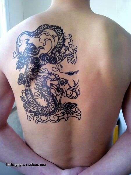 独家产品定制款纹身贴纸防水超大尺寸中国龙男现货春运装备青年