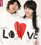 2010 秋冬新款 纯棉 同心 LOVE 加厚 抓绒 卫衣 <span class=H>情侣装</span>  帽衫