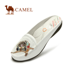 Camel 骆驼 头层牛皮 0030322 真皮水钻甜美凉拖鞋 透气女拖鞋