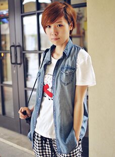 [马甲]2012夏装L.JUE 街头休闲水洗牛仔马甲 薄款牛仔马夹 女 复古马夹
