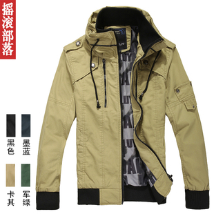  潮流夹克男韩版工装军绿外套男装春装jacket青少年夹克衫男装