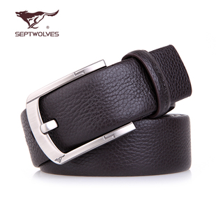 【图】2014新款正品七匹狼针扣皮带 双面头层