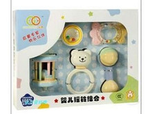 特价谷雨安全无味 婴儿玩具 摇铃组合 5件套 0-1岁宝宝玩具带牙胶