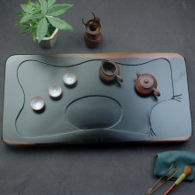 【茗聚谊鑫】功夫茶具黑檀茶盘 茶海茶台整块实木黑檀木 平步青云