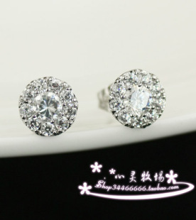  欧美明星范 钻石小鸟款 仿真克拉钻 纯银针耳钉耳饰 新娘结婚饰品