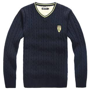  快尚秋冬新款v领休闲针织衫线衫韩版潮男士毛衣男装A1319